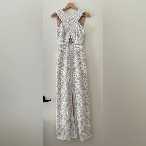 BCBGMaxAzria White Lace Maxi Dress